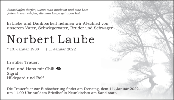Traueranzeige von Norbert Laube von Pegnitz-Zeitung
