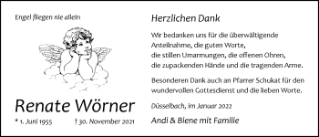 Traueranzeige von Renate Wörner von Der Bote