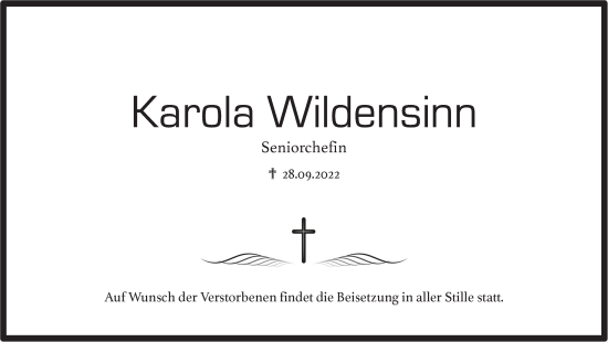 Traueranzeige von Karola Wildensinn von Pegnitz-Zeitung