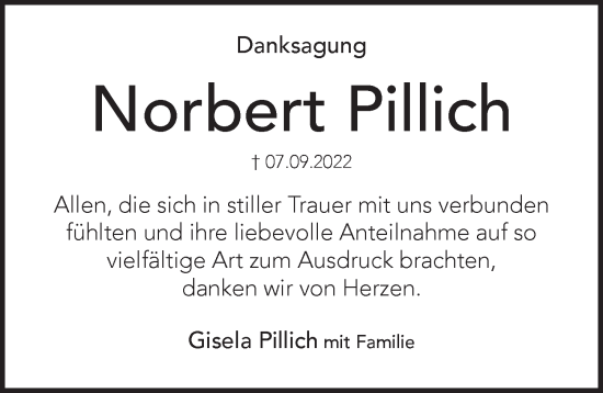 Traueranzeige von Norbert Pillich von Pegnitz-Zeitung