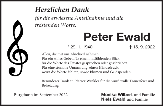 Traueranzeige von Peter Ewald von Der Bote