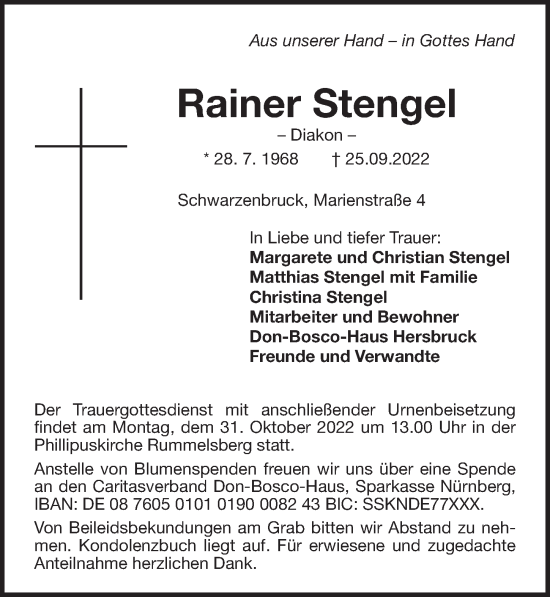 Traueranzeige von Rainer Stengel von Der Bote