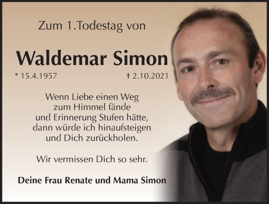 Traueranzeige von Waldemar Simon von Pegnitz-Zeitung