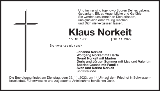Traueranzeige von Klaus Norkeit von DER BOTE