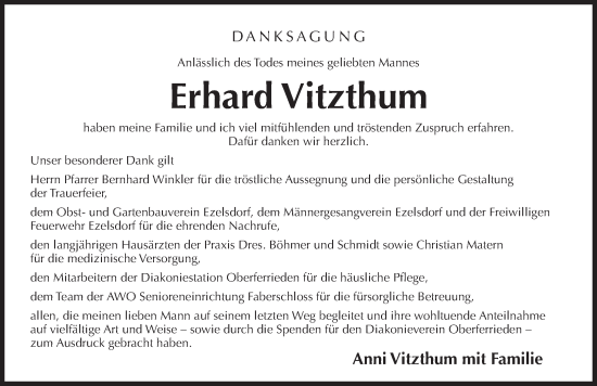 Traueranzeige von Erhard Vitzthum von Der Bote