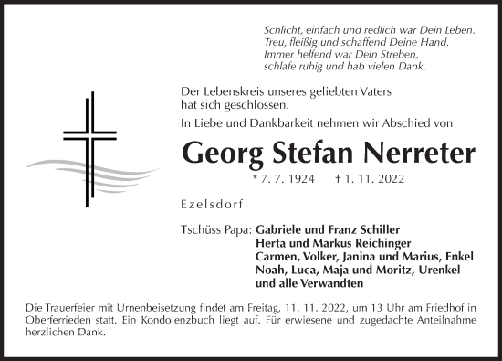 Traueranzeige von Georg Stefan Nerreter von Der Bote