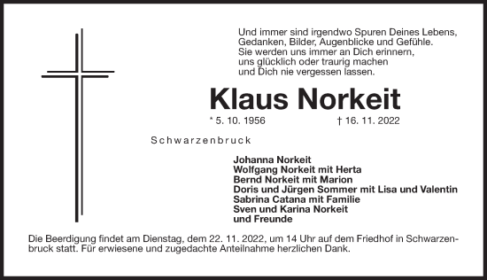 Traueranzeige von Klaus Norkeit von N-Land