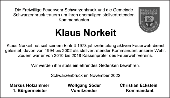 Traueranzeige von Klaus Norkeit von Der Bote