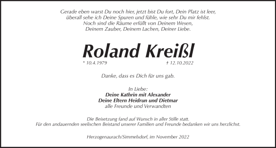 Traueranzeige von Roland Kreißl von Pegnitz-Zeitung