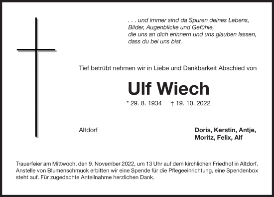 Traueranzeige von Ulf Wiech von Der Bote