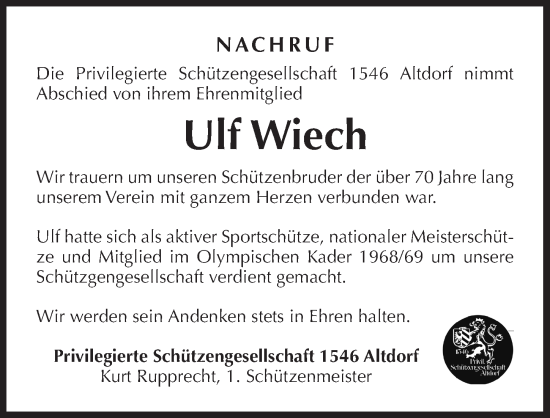 Traueranzeige von Ulf Wiech von Der Bote