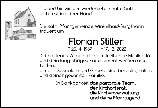 Traueranzeige von Florian Stiller von Der Bote