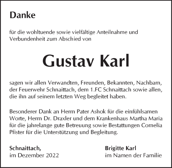 Traueranzeige von Gustav Karl von Pegnitz-Zeitung