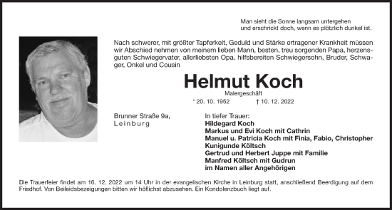 Traueranzeige von Helmut Koch von Pegnitz-Zeitung