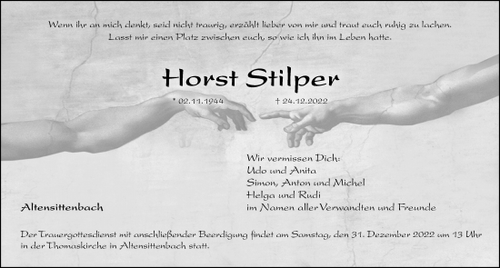 Traueranzeige von Horst Stilper von Hersbrucker Zeitung Lokal