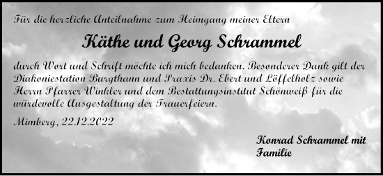 Traueranzeige von Käthe und Georg Schrammel von Der Bote