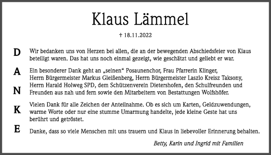 Traueranzeige von Klaus Lämmel von Hersbrucker Zeitung Lokal