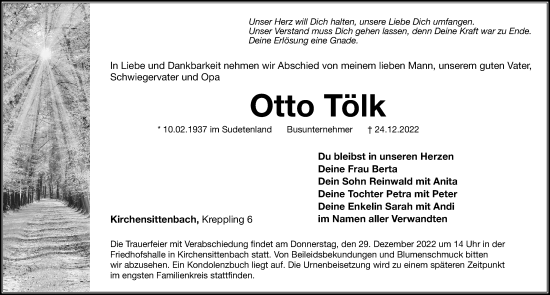 Traueranzeige von Otto Tölk von Hersbrucker Zeitung Lokal