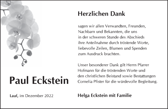 Traueranzeige von Paul Eckstein von Pegnitz-Zeitung