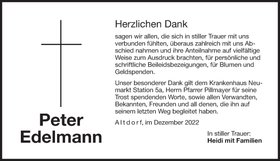 Traueranzeige von Peter Edelmann von Der Bote