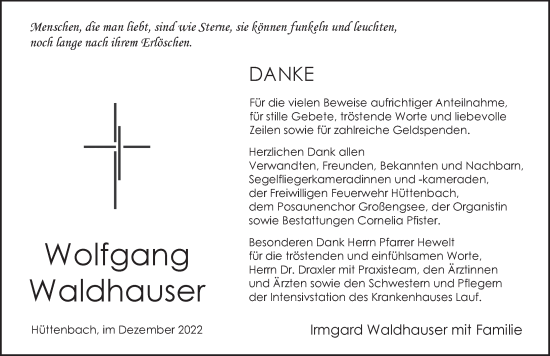 Traueranzeige von Wolfgang Waldhauser von Pegnitz-Zeitung