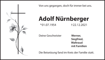 Traueranzeige von Adolf Nürnberger von Hersbrucker Zeitung