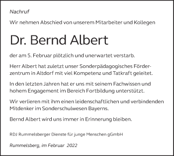 Traueranzeige von Bernd Albert von Der Bote