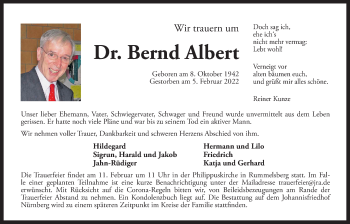 Traueranzeige von Bernd Albert von Der Bote