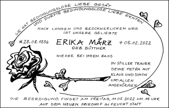 Traueranzeige von Erika März von Der Bote