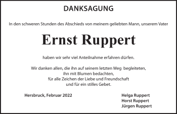 Traueranzeige von Ernst Ruppert von Hersbrucker Zeitung