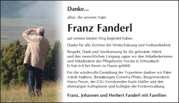 Traueranzeige von Franz Fanderl von Pegnitz-Zeitung