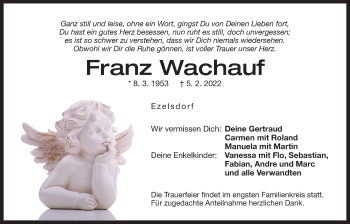 Traueranzeige von Franz Wachauf von Der Bote
