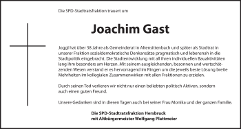 Traueranzeige von Joachim Gast von Hersbrucker Zeitung