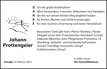 Traueranzeige von Johann Prottengeier von Hersbrucker Zeitung