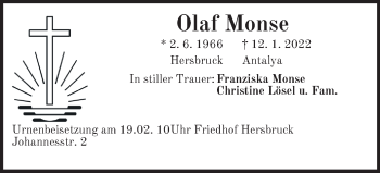 Traueranzeige von Olaf Monse von Hersbrucker Zeitung