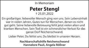 Traueranzeige von Peter Stengl von Hersbrucker Zeitung
