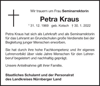 Traueranzeige von Petra Kraus von Der Bote