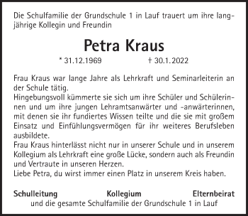 Traueranzeige von Petra Kraus von Pegnitz-Zeitung