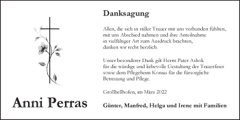Traueranzeige von Anni Perras von Pegnitz-Zeitung