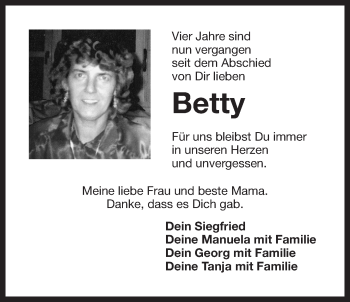 Traueranzeige von Betty  von Der Bote