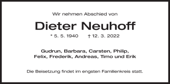 Traueranzeige von Dieter Neuhoff von Der Bote
