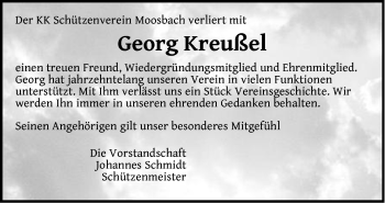 Traueranzeige von Georg Kreußel von Der Bote