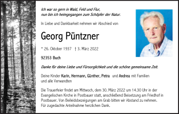 Traueranzeige von Georg Püntzner von Der Bote