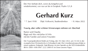 Traueranzeige von Gerhard Kurz von Pegnitz-Zeitung