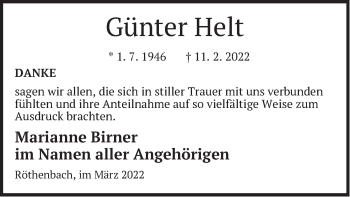 Traueranzeige von Günter Helt von Pegnitz-Zeitung