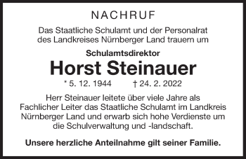 Traueranzeige von Horst Steinauer von Der Bote