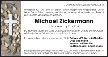 Traueranzeige von Michael Zickermann von Der Bote