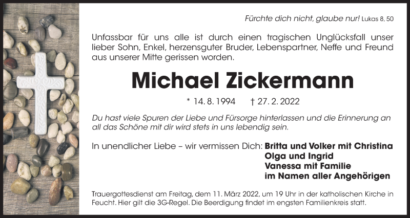  Traueranzeige für Michael Zickermann vom 05.03.2022 aus Der Bote
