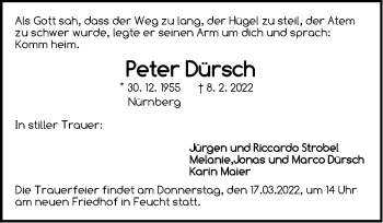 Traueranzeige von Peter Dürsch von Der Bote
