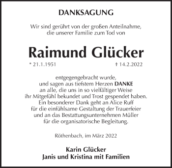 Traueranzeige von Raimund Glücker von Pegnitz-Zeitung